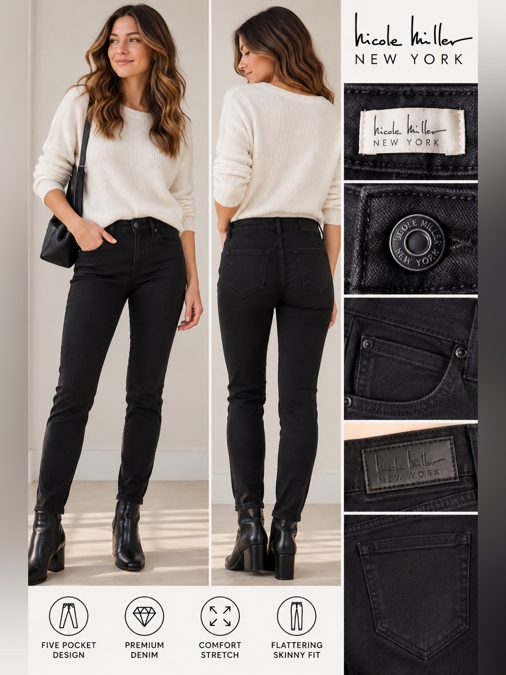 Nicole Miller New York Black Skinny Jeans Women’s